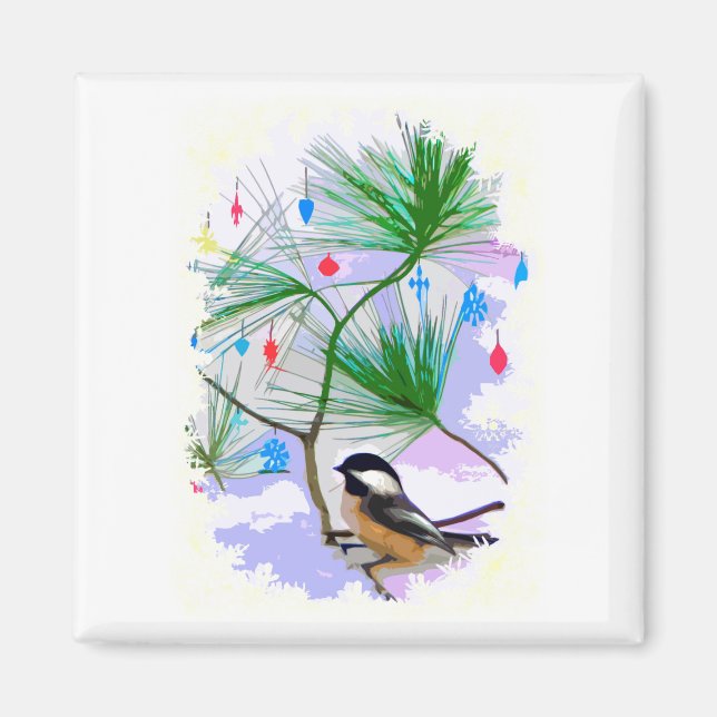 Chickadee Bird in Tree Magnet (Vorne)