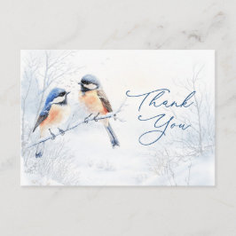  Chickadee Bird in Winter Thank You Enclosure Card Begleitkarte