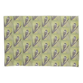 Chickadee Bird mit schwarzer Kappe - Acrylmalerei. Kissenbezug