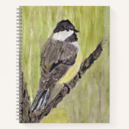 Chickadee Bird mit schwarzer Kappe - Acrylmalerei. Notizbuch