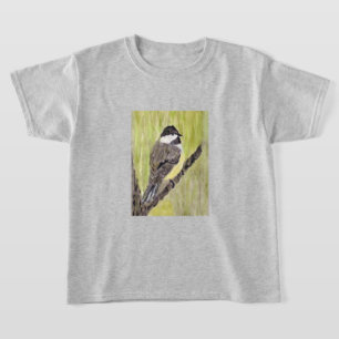 Chickadee Bird mit schwarzer Kappe - Acrylmalerei. T-Shirt