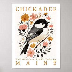Chickadee Bird von Maine USA Travel Poster