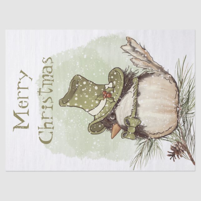 Chickadee Bird Winter Christmas Seidenpapier (Vorderseite)