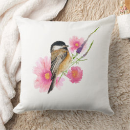 Chickadee Black Capped Art Decor Kissen