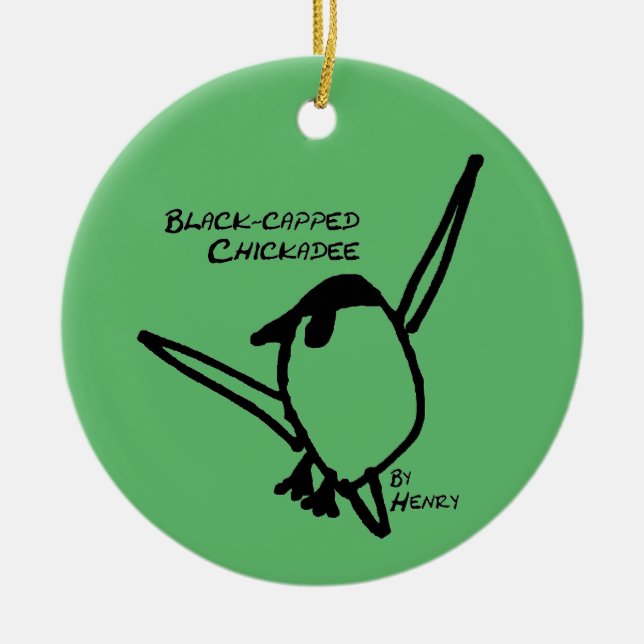 Chickadee by Henry, Green Keramik Ornament (Vorne)