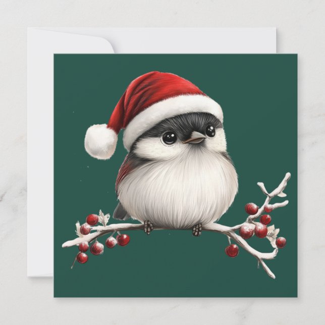 Chickadee Christmas Grußkarte Feiertagskarte (Vorderseite)