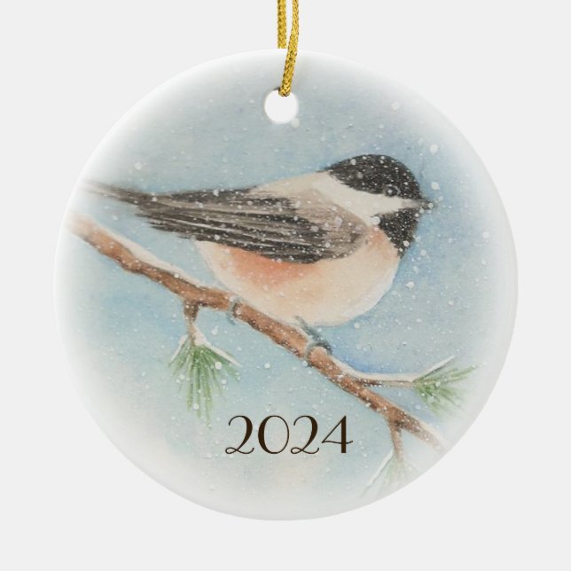 Chickadee Dated Christmas Ornament (Vorne)