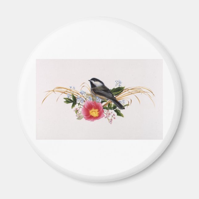 Chickadee Floral Magnet (Vorne)