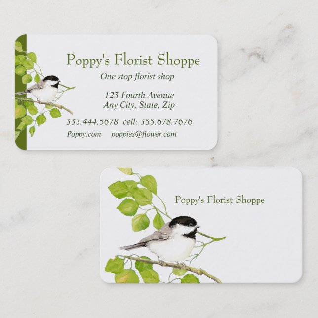 Chickadee Florist Shoppe Blume Visitenkarte (Vorne/Hinten)