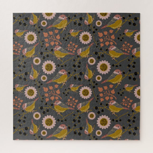 Chickadee Gold Pink Blume Muster (Vertikal)