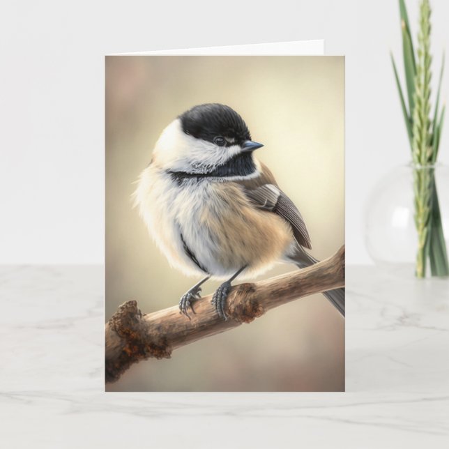 Chickadee Grußkarte Karte (Vorderseite)