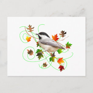 Chickadee & Herbstlaube Postkarte
