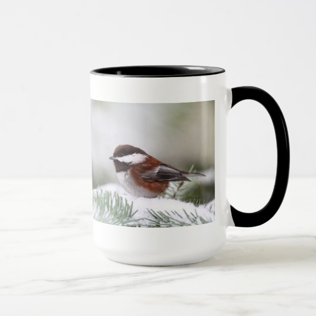 Chickadee im Schnee Tasse (Rechts)