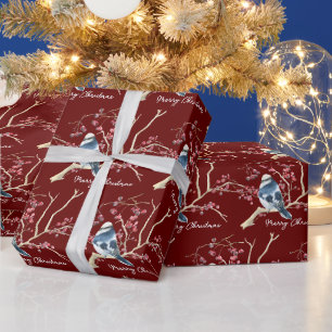 Chickadee in Weihnachtsberries Geschenkpapier