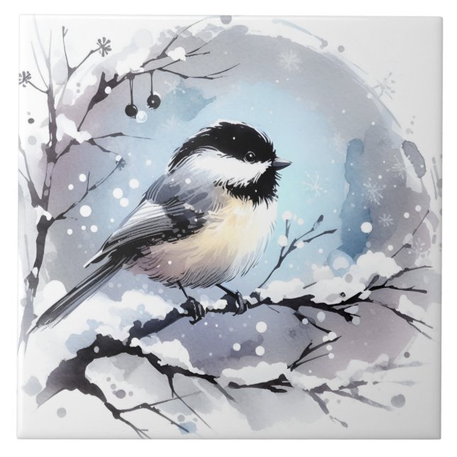 Chickadee Keramik Tile Fliese (Vorderseite)