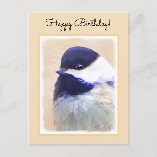 Chickadee Malerei - Original Bird Art Postkarte (Vorderseite)
