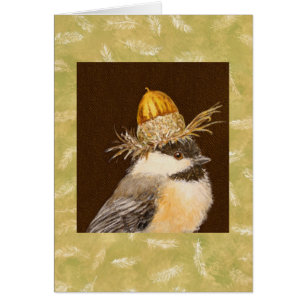 Chickadee mit chinkapin Eichel-Hutkarte