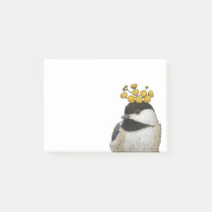 Chickadee mit Tansypost-itanmerkungen Post-it Klebezettel