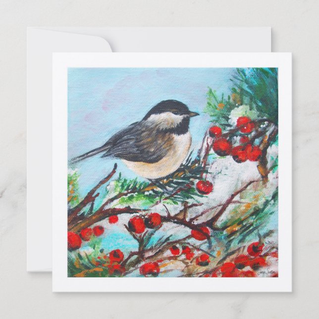 Chickadee Niedliche Winterberries (Vorderseite)