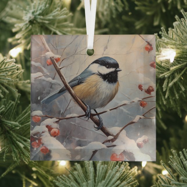 Chickadee Ornament Aus Glas (Insitu)