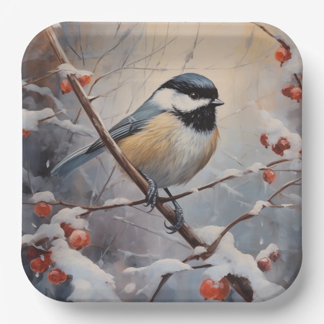 Chickadee Pappteller (Vorderseite)