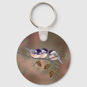 CHICKADEE & PINE CONES by SHARON SHARPE Schlüsselanhänger