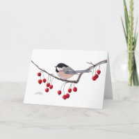 CHICKADEE & RED BERRIES VON SHARON SHARPE