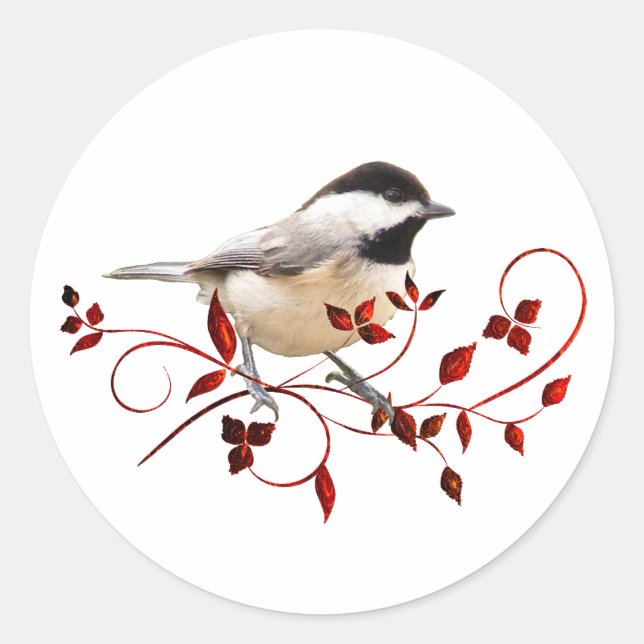 Chickadee Runder Aufkleber (Vorderseite)