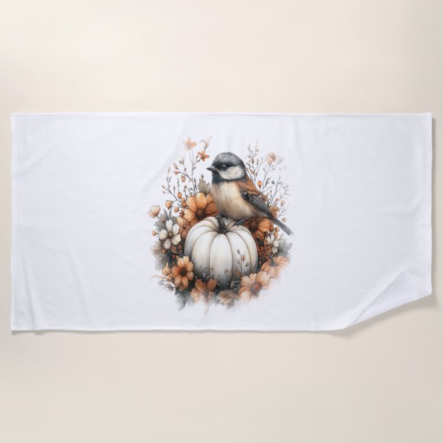 Chickadee Shirt Country Pumpkin Strandtuch (Vorderseite)