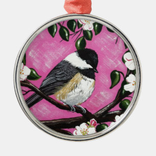 Chickadee Silbernes Ornament
