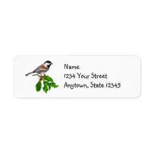 Chickadee-Stechpalmen-Adressen-Etiketten