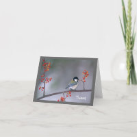 Chickadee sur la carte de note aigre-douce