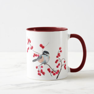 CHICKADEE u. ROTE BEEREN durch SHARON SHARPE Tasse
