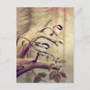 CHICKADEE über eine BRANCHE von SHARON SHARPE Postkarte