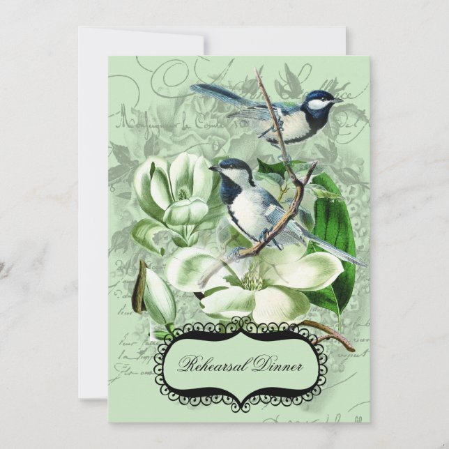 Chickadee und Magnolia Probe Abendessen Einladung (Vorderseite)