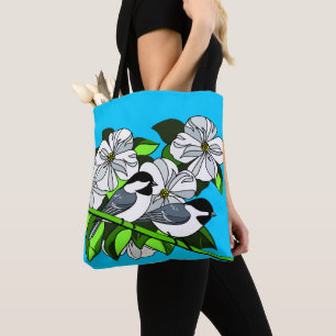 Chickadee unter Dogwood-Blume Tasche