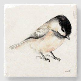 Chickadee Watercolor Art Steinuntersetzer