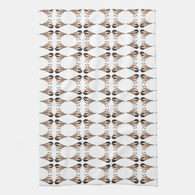 Chickadee White Geometric Kitchtuch Geschirrtuch (Vertikal)