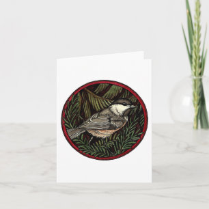 Chickadee Winter Bird Grußkarte Feiertagskarte