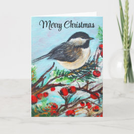 Chickadee Winter Frohe Weihnachten Karte