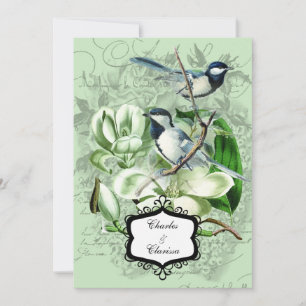 Chickadees et Magnolias 5x7 Faire-part de mariage