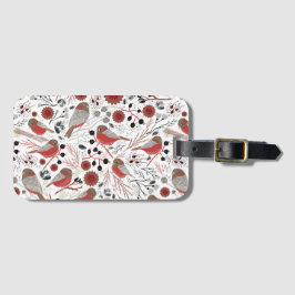 Chickadees Red Gray Pattern Gepäckanhänger