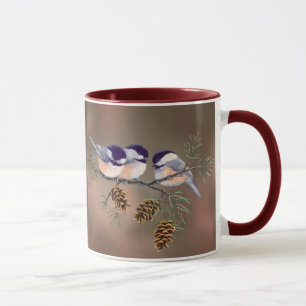 CHICKADEES u. PINECONES durch SHARON SHARPE Tasse