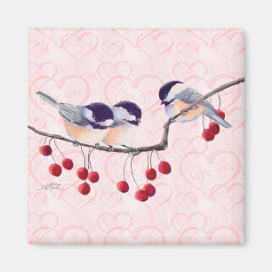 CHICKADEES u. ROTE BEEREN durch SHARON SHARPE Magnet