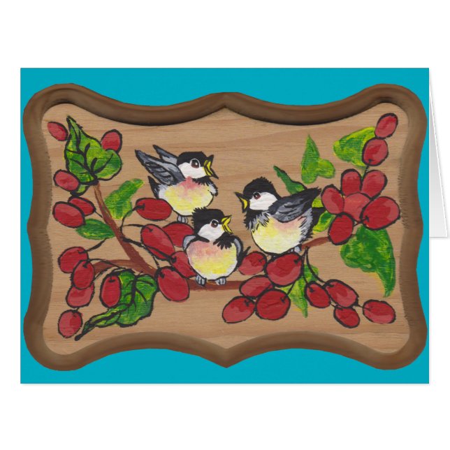 Chickadees und Beeren (Vorderseite (Horizontal))