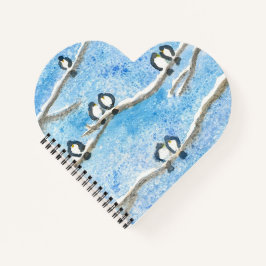 Chickaden an Baumzweigen im Winterschnee Notebo Notizbuch