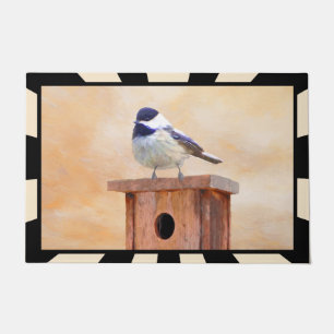 Chickadeo auf Birdhouse Malerei Original Bird Art Fußmatte