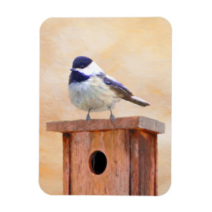 Chickadeo auf Birdhouse Malerei Original Bird Art Magnet