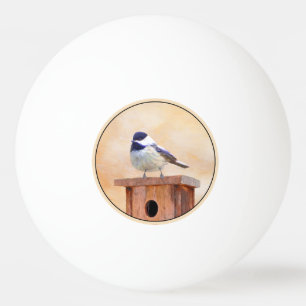 Chickadeo auf Birdhouse Malerei Original Bird Art Tischtennisball