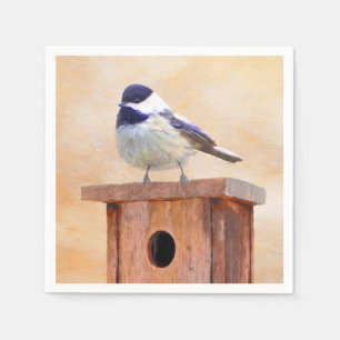 Chickadeo über Vogelmalerei Serviette